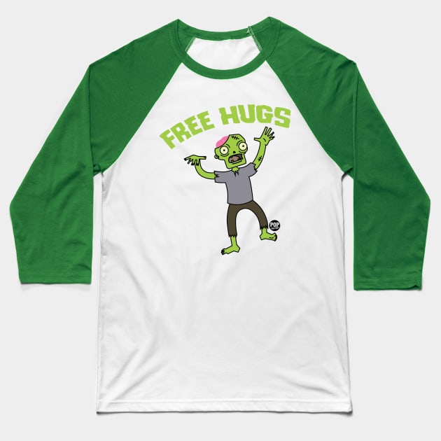 FREE HUGS ZOMBIE Baseball T-Shirt by toddgoldmanart